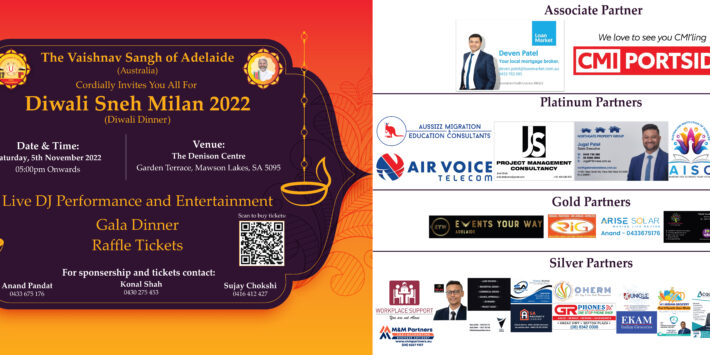 Diwali Sneh Milan 2022 – Organised by: The Vaishnav Sangh of Adelaide
